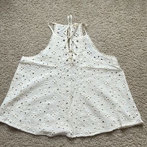 Hollister Cream Eyelet Lace Up Tank Top